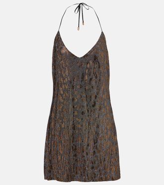 Roberto Cavalli Beaded halterneck slip dress