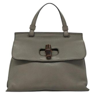 Gucci Pre-owned Handbags, female, Gray, Size: ONE SIZE Pre-owned Bamboo daily top handle bag