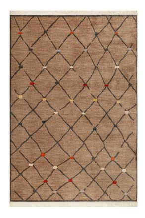 Wecon Home Alfombra tejida &eacute;tnica elegante multicolore, marr&oacute;n con flecos 133X200