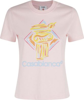 Casablanca Mens Diamond Column Pink T-shirts Cotton - Size X-Small
