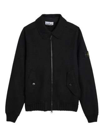 Stone Island felted zip-fastening cardigan - Zwart
