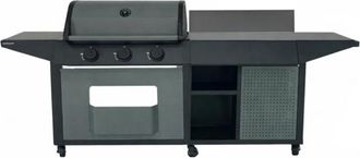 COOK IN GARDEN Barbacoa De Gas Burn 80 3b Con 3 Quemadores, 10,5 Kw, Plancha Y Carro Auxiliar Cookin Garden