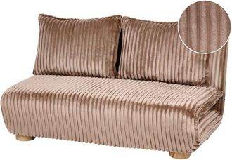 Beliani Sofa Bed 2 Seater ABISKO Faux Fur Light Brown