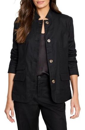 Nic+Zoe Ava Cotton & Linen Blazer in Black Onyx at Nordstrom Rack, Size X-Large