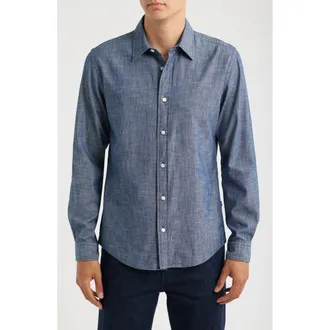 BOSS Roan Kent Slim Fit Cotton Button-Up Shirt in Dark Blue at Nordstrom, Size Xx-Large
