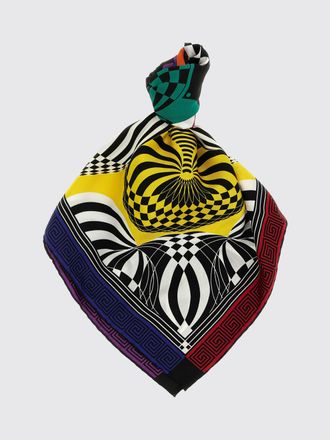 Versace 90x90 cm Pure Silk Square Scarf with Abstract Geometric Print