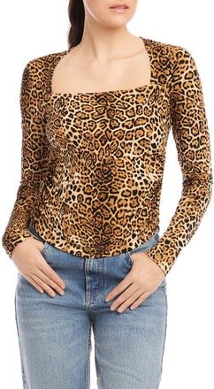 Fifteen Twenty Cady Side Shirred Top in Leopard at Nordstrom, Size X-Small