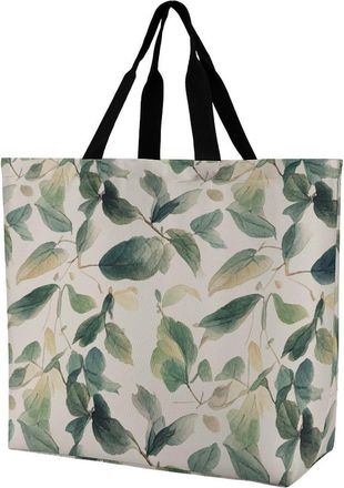 Generic Sage Green Eucalyptus Leaves Women Handbag Foldable Shopping Bag Reusable Grocery Bags For Ladies Beach Travel
