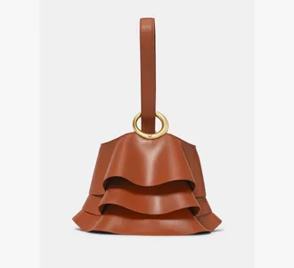 Kate Spade New York Womens Halo Pleated Wave Mini Bucket Bag in Brown | Smooth Leather