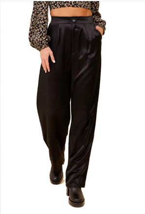 Vintage Havana Heavy Satin Trouser In Black