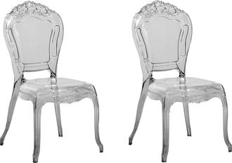 Beliani Beliani - Conjunto De 2 Sillas De Comedor Negras De Acr&iacute;lico Con Respaldo S&oacute;lido Sin Reposabrazos Apilables Dise&ntilde;o Vintage Vermont