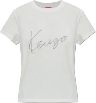 Kenzo Logo T-Shirt - Dames - T-shirts - Wit - M - Katoen - Tops