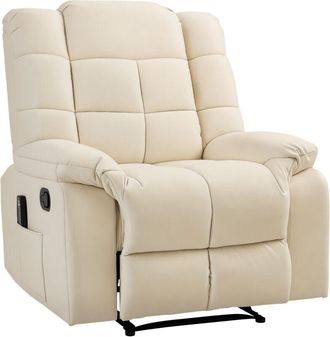 HOMCOM Homcom - Sill&oacute;n De Masaje, Sill&oacute;n Relax Reclinable Con 8 Puntos De Masaje, Mando A Distancia, Tapizado En Pu, Reposapi&eacute;s, Bolsillo Lateral, Crema