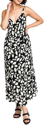 Gibsonlook Carmen Tie Back Maxi Sundress in Black Noir Vine Print at Nordstrom Rack, Size Xx-Small