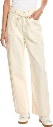 DL1961 Casie Crema Linen-Blend Relaxed Wide Leg Jean