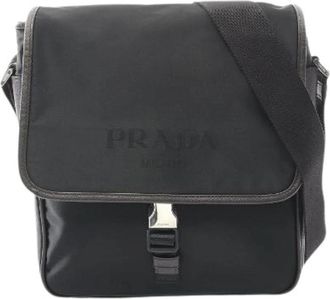 Prada Pre-owned Nylon Saffiano Leather Shoulder Bag - Heren - Vintage Schoudertas - Zwart - ONE Size - Nylon - Vintage