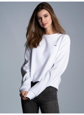 Trigema Sweatshirt TRIGEMA TRIGEMA Sweatshirt in Waffeloptik, Damen, Gr. XXL, weiss (wei&szlig;), 100% Baumwolle, Sweatshirts Sweatshirt