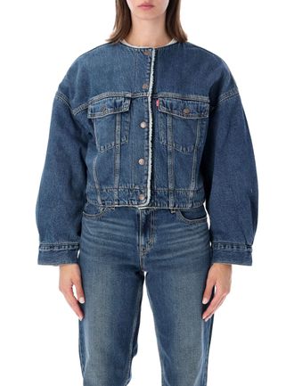 Levi's Cropped Denim Jacket With Collarless Neckline
