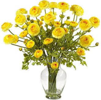 Nearly Natural Ranunculus Liquid Illusion Silk Flower Arrangement