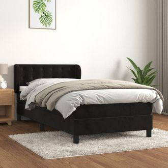 vidaXL Cama Box Spring Con Colch&oacute;n Terciopelo Negro 80x200 Cm Vidaxl