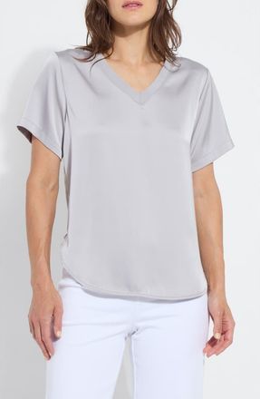 Lyss&eacute; Sonja V-Neck Mixed Media Top in Pearl Grey at Nordstrom Rack, Size X-Small