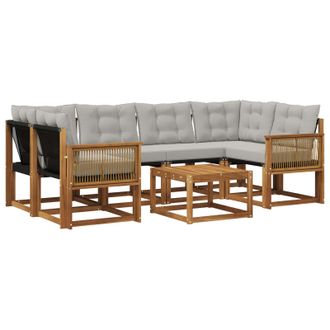 vidaXL Conjunto De Sof&aacute;s De Exterior 7 Pcs Natural Y Gris Claro Vidaxl