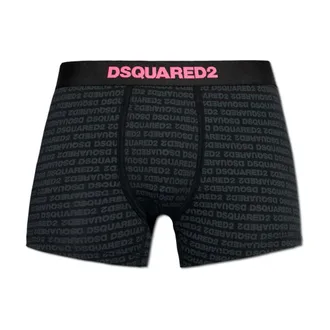 Dsquared2 Bottoms, male, Black, Size: 2XL Cotton Boxer Briefs with Monogram