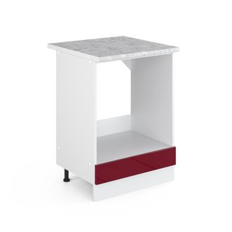 Vicco Armario Para Horno Empotrado R-line, Rojo Burdeos Alto Brillo, 60 Cm, Et M&aacute;rmol, Vicco