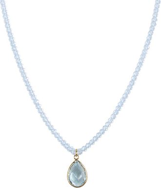 Jewelmak 14K Blue Topaz Necklace