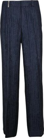 PESERICO Classico in Ciniglia Straight Broek - Dames - Straight fit broeken - Blauw - S - Polyester - Broeken