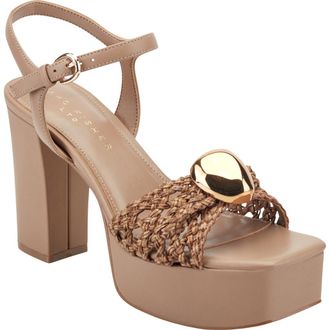 Marc Fisher Cabell Ankle Strap Platform Sandal in Medium Natural at Nordstrom, Size 5.5