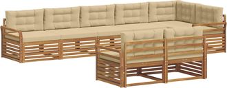 vidaXL Conjunto De Sof&aacute;s De Exterior 8 Uds. Natural Y Beige Vidaxl
