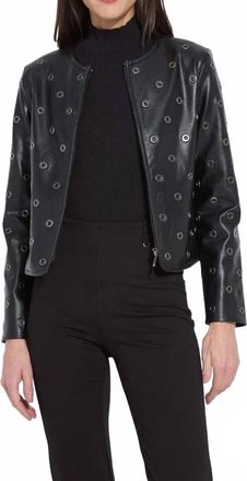 Lyss&eacute; Geneva Vegan Leather Grommet Jacket In Black