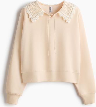 H&M Sweatshirt mit Kragen - Beige