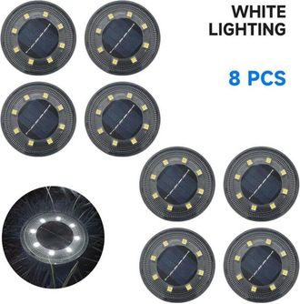 OEM Luz Solar Led Para Exteriores, Control De Iluminaci&oacute;n De Suelo, Farola, Patio, Entrada, C&eacute;sped, Jard&iacute;n, Luz Decorativa (color: Blanco - 8 Piezas)