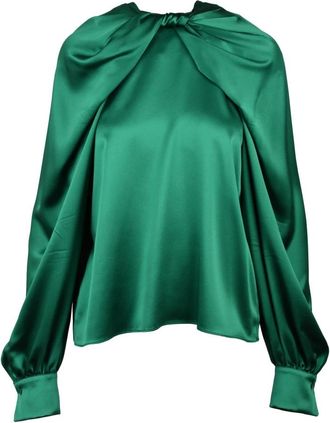 Max Mara Key Satin Blouse - Dames - Blouses - Groen - 2XS - Satijn - Overhemden