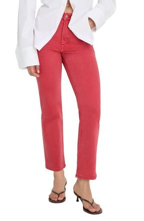 Good American Good Icon Ankle Slim Straight Leg Jeans in Cherry Red at Nordstrom, Size 15