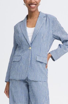 Ichi Check Print Blazer in Sodalite Blue/whitecheck at Nordstrom, Size 10 Us