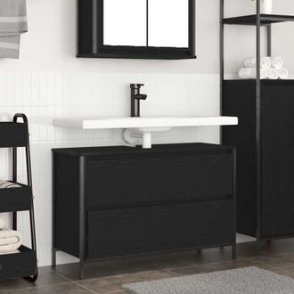 vidaXL Bathroom Basin Cabinet with Drawers Black Oak 90x34.5x60 cm vidaXL