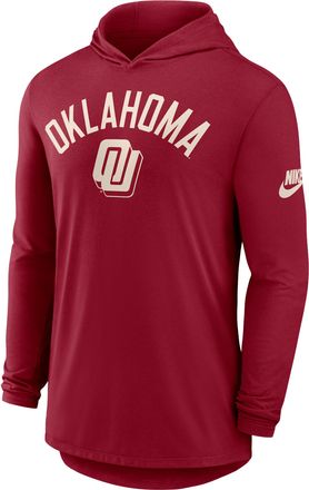 Nike Oklahoma Legacy Arch Nike Mens Dri-FIT College Long-Sleeve Hooded T-Shirt in Red | 01NB69WOKV-3HJ