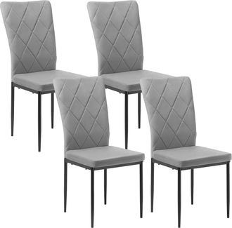 Woltu Juego De 4 Sillas De Comedor. Sillas De Cocina Con Respaldo Alto. Sillas De Sal&oacute;n Acolchadas Con Patas De Metal Y Tapicer&iacute;a De Terciopelo. Gris Oscuro