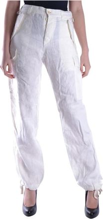 Yohji Yamamoto Roomkleurige Broek - Dames - Straight fit broeken - Beige - L - Broeken