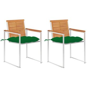 vidaXL Vidaxl - Sillas De Jard&iacute;n Con Cojines 2 Uds Madera Maciza Acacia Y Acero