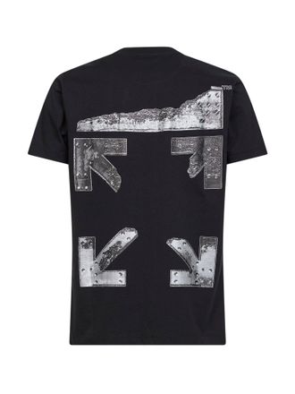 Off-white Logo-Embroidered Cotton T-Shirt - Black