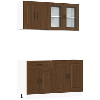 vidaXL Vidaxl - Conjunto De Armarios De Cocina De 4 Piezas kalmar De En Madera De Ingenier&iacute;a De Roble Marr&oacute;n