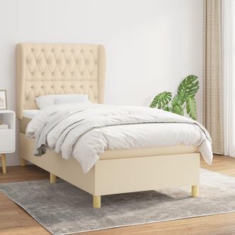 vidaXL Vidaxl - Cama Box Spring Con Colch&oacute;n Tela Color Crema 90x190 Cm