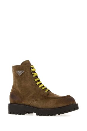 Prada Suede Lace-Up Boot - Brown