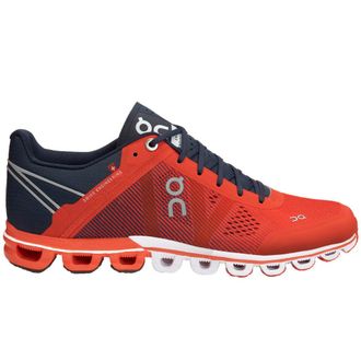 On Cloudflow Textile Synthetic Womens Low Top Trainers - Crimson Midnight - Size:UK 7.5