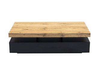 VENTE-UNIQUE.COM Mesa de centro fija efecto madera negro, color natural claro