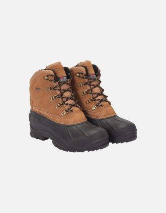 Mountain Warehouse Mens Mountain Warehouse Mens Range Cow Suede Snow Boots - Cream - Size: 10
